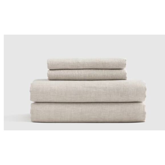 Quince European Linen Luxury Classic Full Queen Duvet Set Natural NWOT #Q1111 - Picture 1 of 3